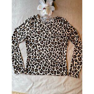 Gaze Womens Leopard Print Long Sleeve Shirt Small Fall Trend